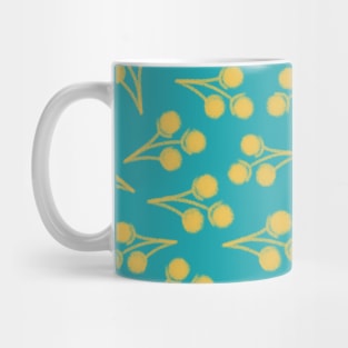 Cotton Stems Botanical Pattern in Yellow and Turquoise Mug